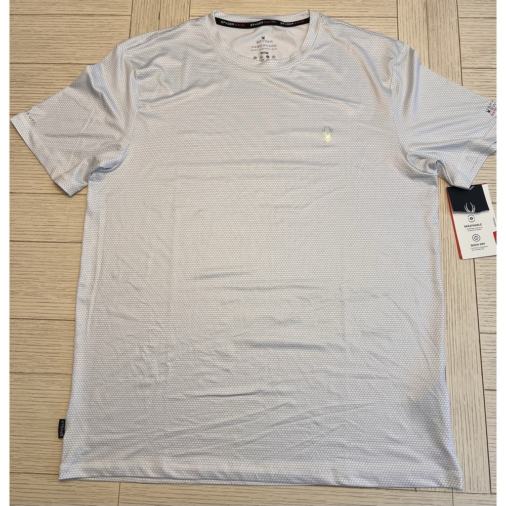 NWT Spyder Swim Men's Breathable, Quick Dry Rash‎ Guard. UPF 30+, White. Sz M
